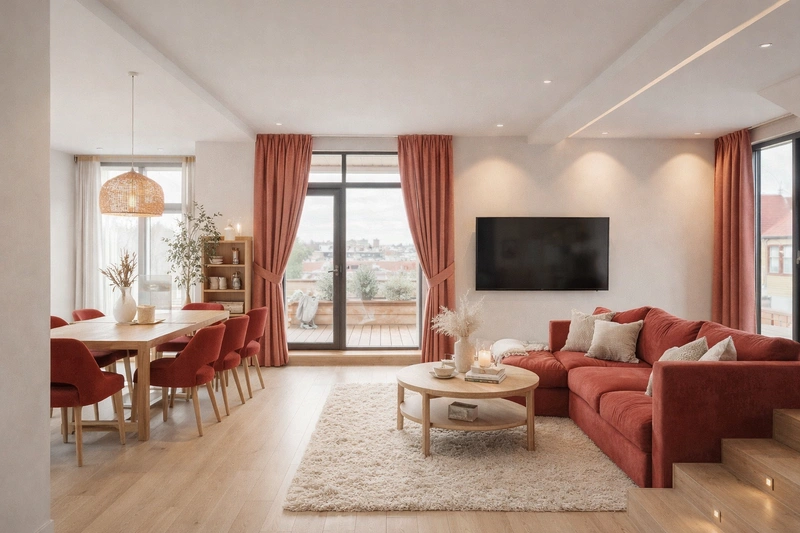 Дизайн гостиной в стиле Хюгге — фото интерьера от нейросети RoomGPT