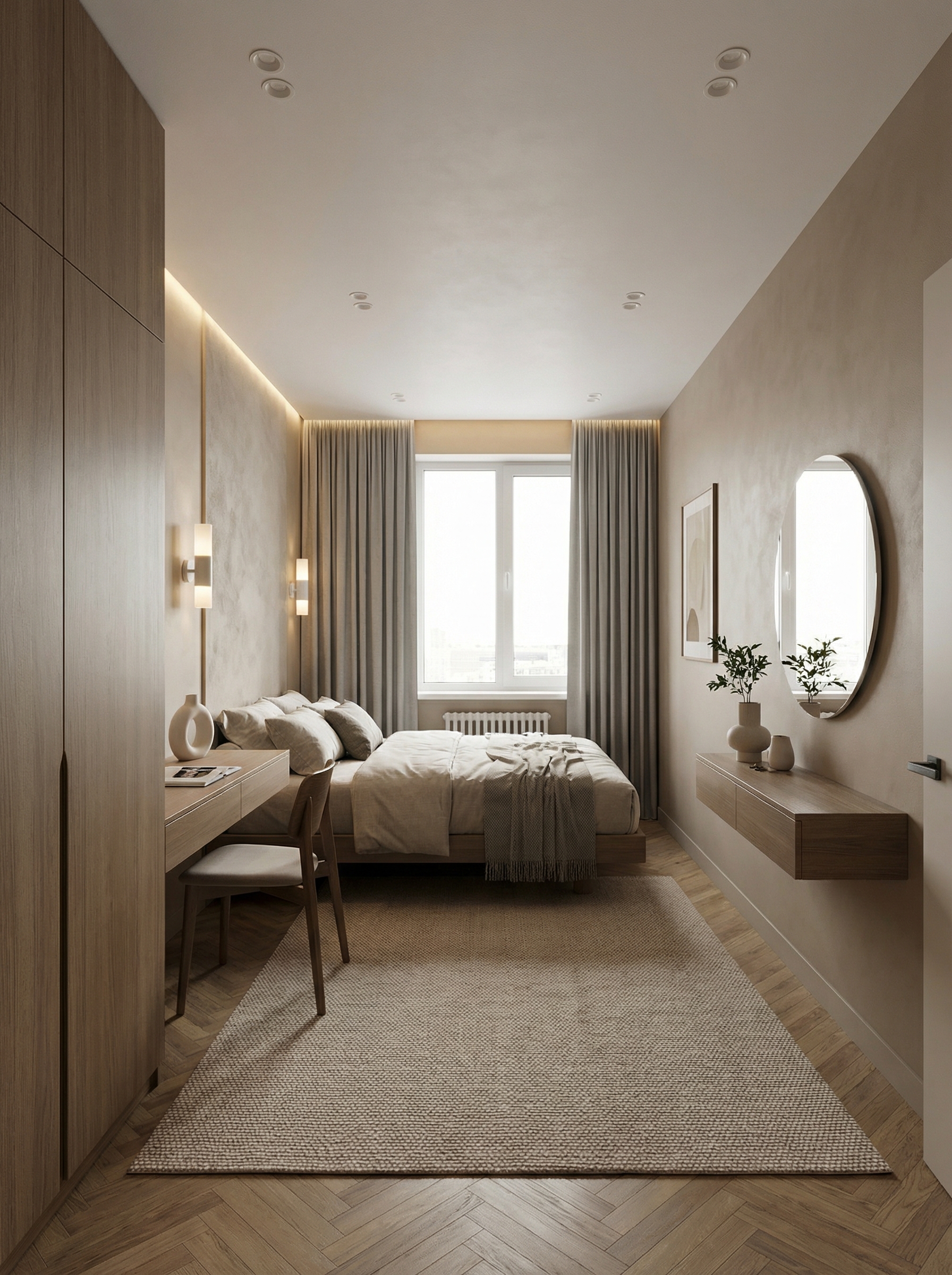 Дизайн спальни в стиле Минимализм — фото интерьера от нейросети RoomGPT