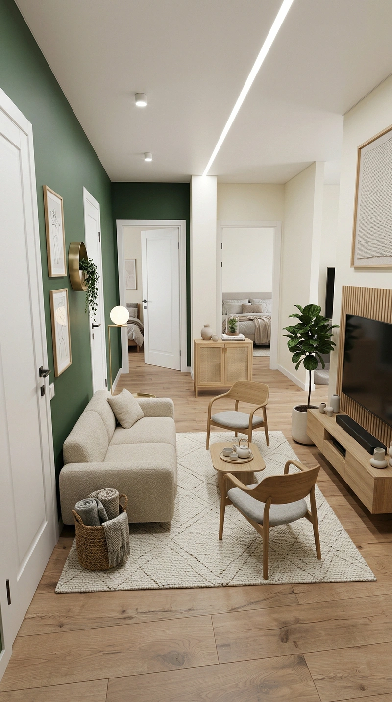 Дизайн гостиной в стиле Сканди — фото интерьера от нейросети RoomGPT