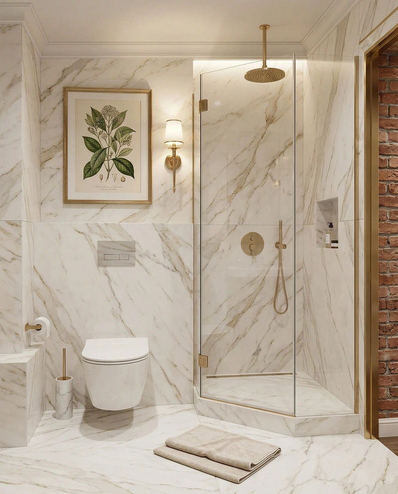 Дизайн ванной в стиле Классика — фото интерьера от нейросети RoomGPT