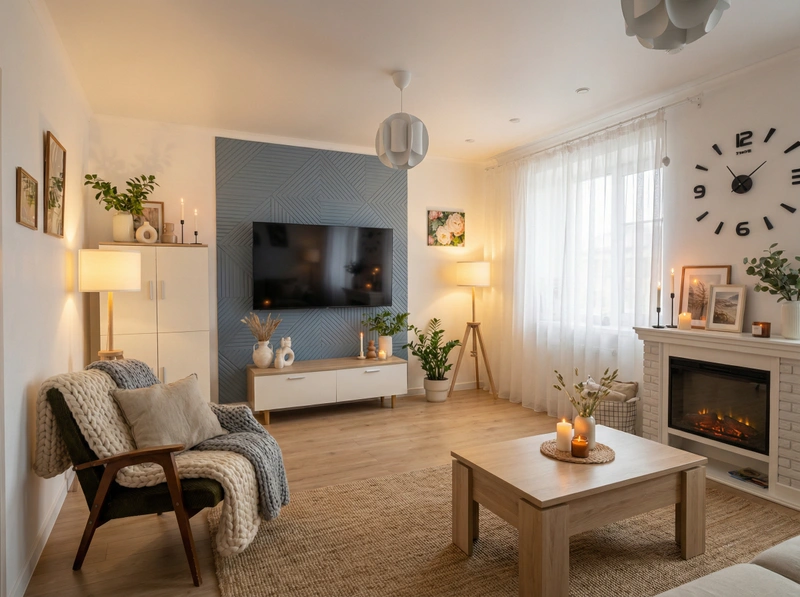 Дизайн интерьера в стиле Хюгге — Гостиная от нейросети RoomGPT