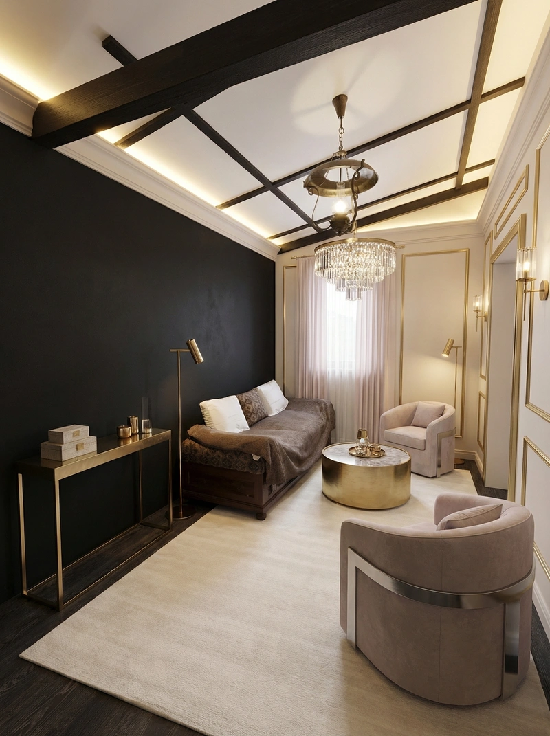 Дизайн интерьера в стиле Неоклассика — Гостиная от нейросети RoomGPT