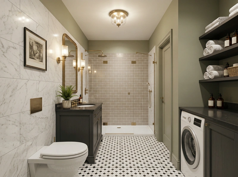 Дизайн ванной в стиле Классика — фото интерьера от нейросети RoomGPT