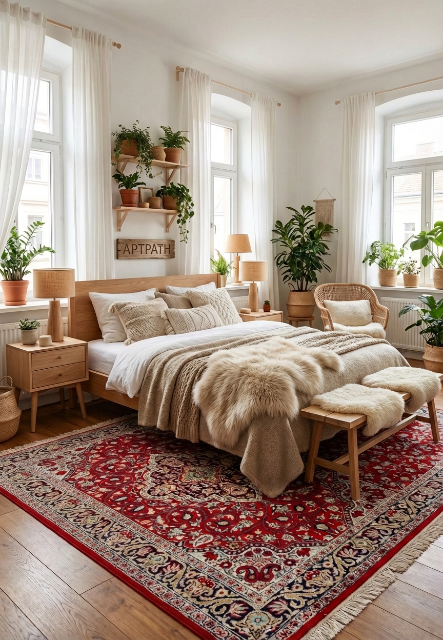 Дизайн спальни в стиле Хюгге — фото интерьера от нейросети RoomGPT