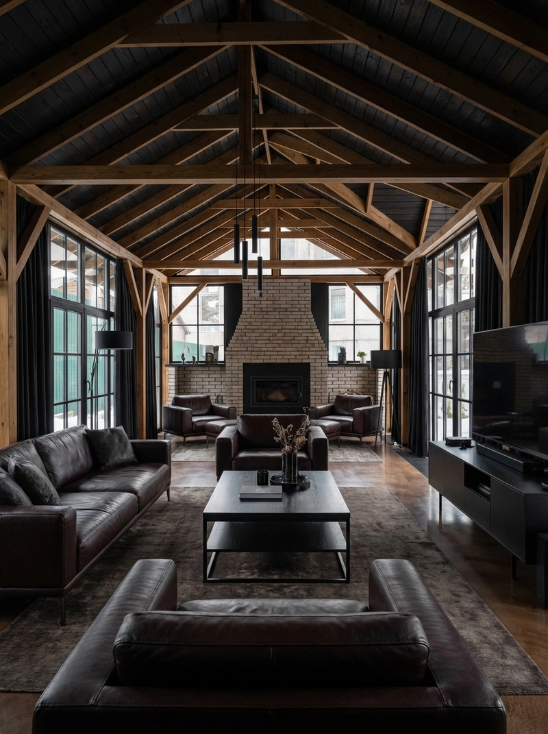 Дизайн интерьера в стиле Блэктэк — Гостиная от нейросети RoomGPT