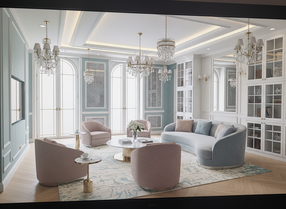 Дизайн гостиной в стиле Неоклассика — фото интерьера от нейросети RoomGPT