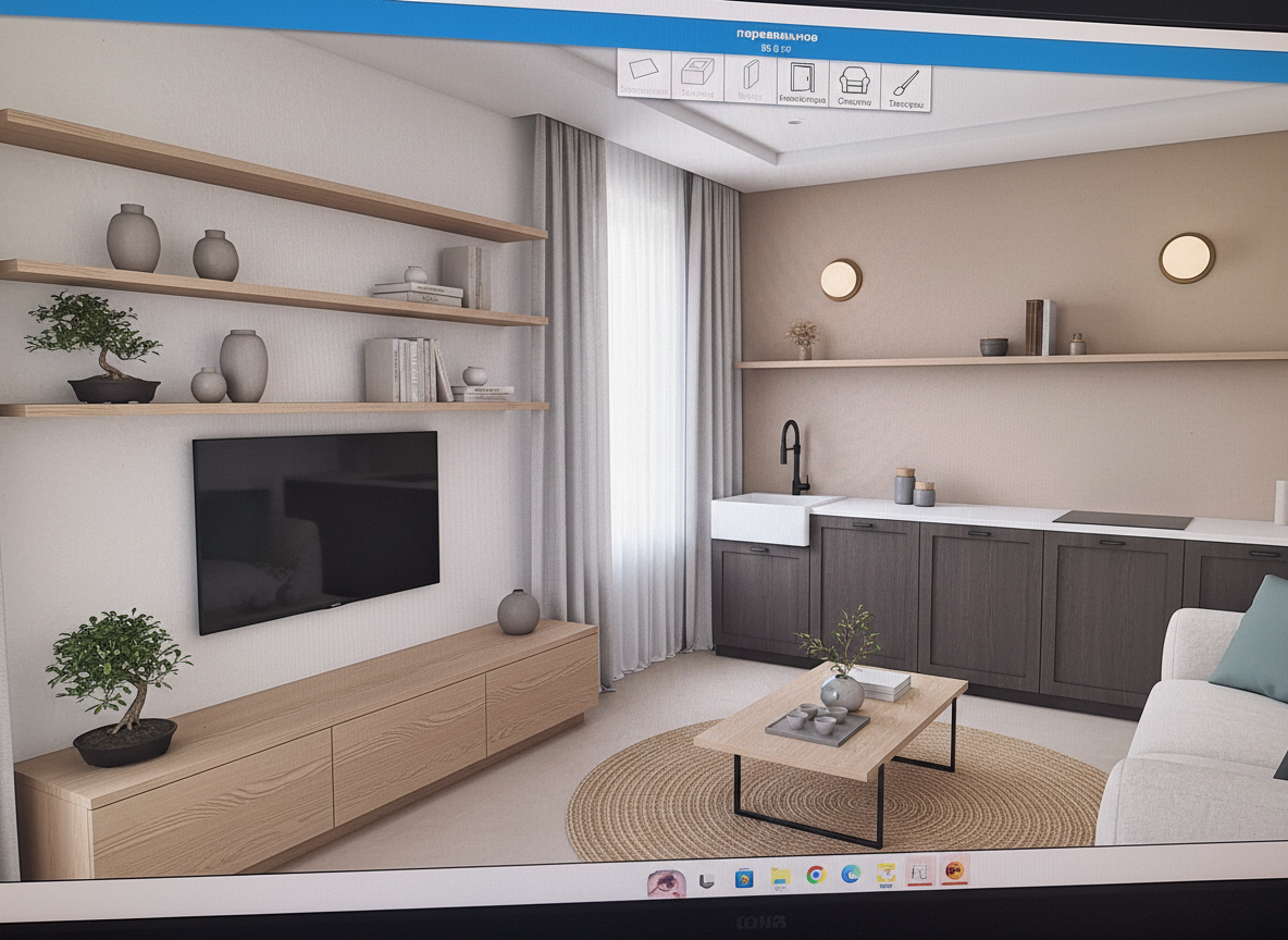 Дизайн гостиной в стиле Japandi — фото интерьера от нейросети RoomGPT