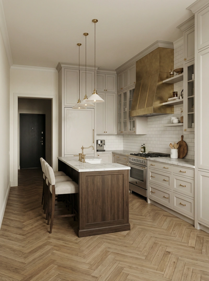 Дизайн интерьера в стиле Классика — Кухня от нейросети RoomGPT
