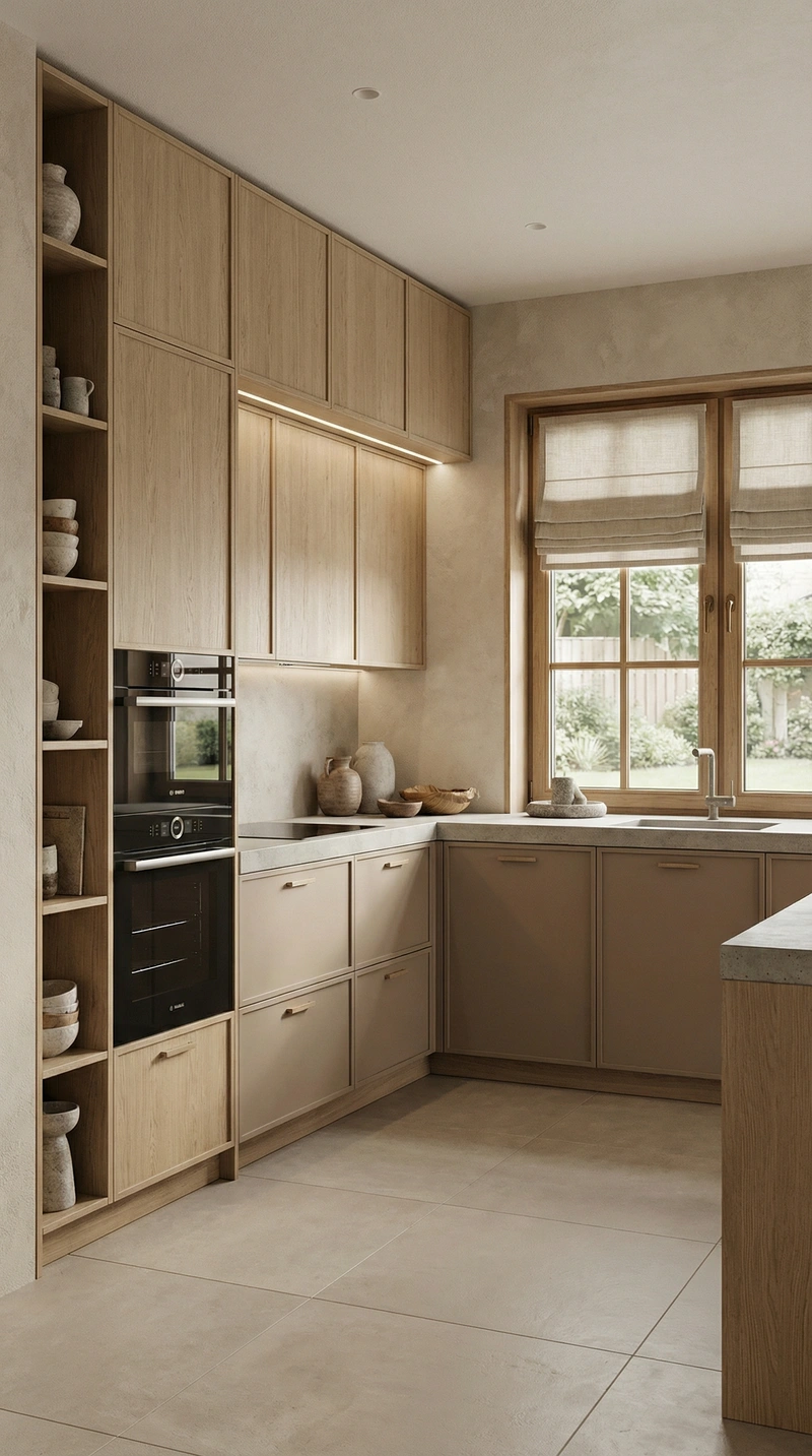 Дизайн кухни в стиле Japandi — фото интерьера от нейросети RoomGPT