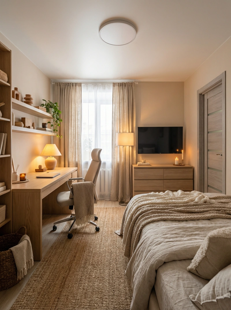 Дизайн интерьера в стиле Хюгге — Спальня от нейросети RoomGPT