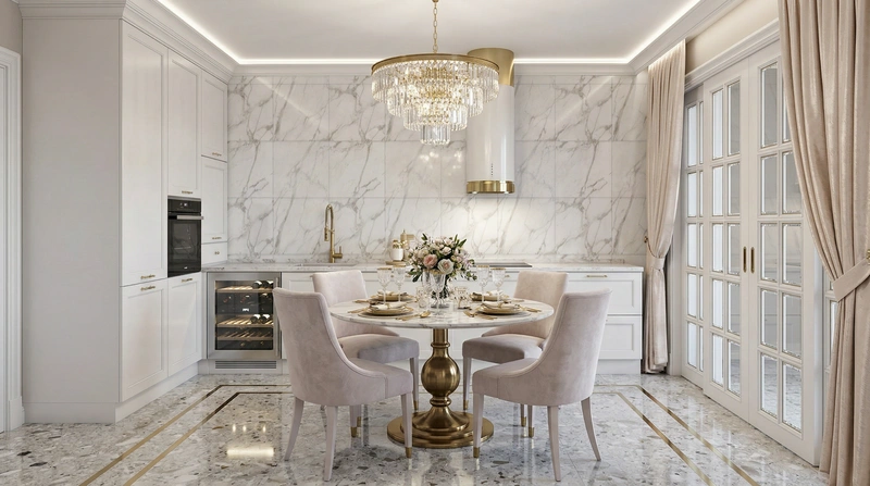Дизайн интерьера в стиле Неоклассика — Кухня от нейросети RoomGPT