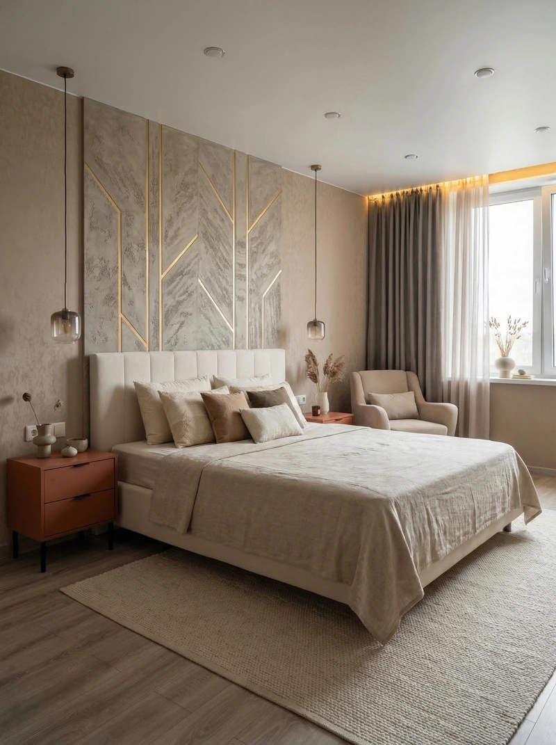 Дизайн спальни в стиле Japandi — фото интерьера от нейросети RoomGPT