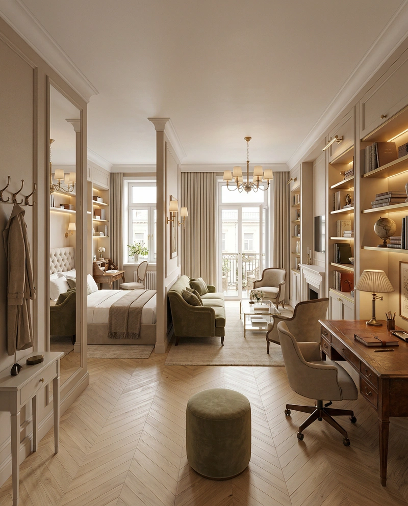 Дизайн интерьера в стиле Классика — Гостиная от нейросети RoomGPT