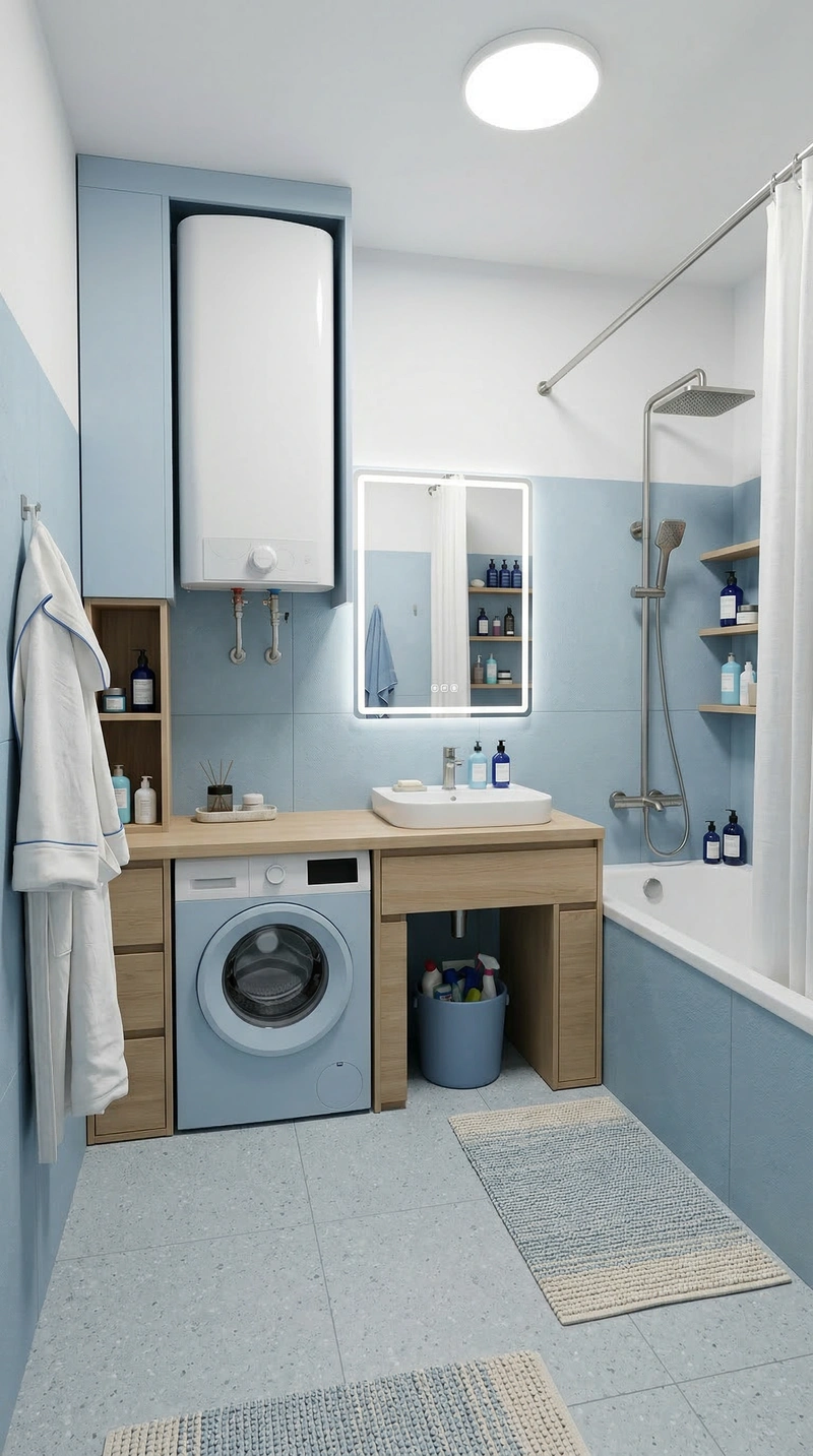 Дизайн ванной в стиле Сканди — фото интерьера от нейросети RoomGPT