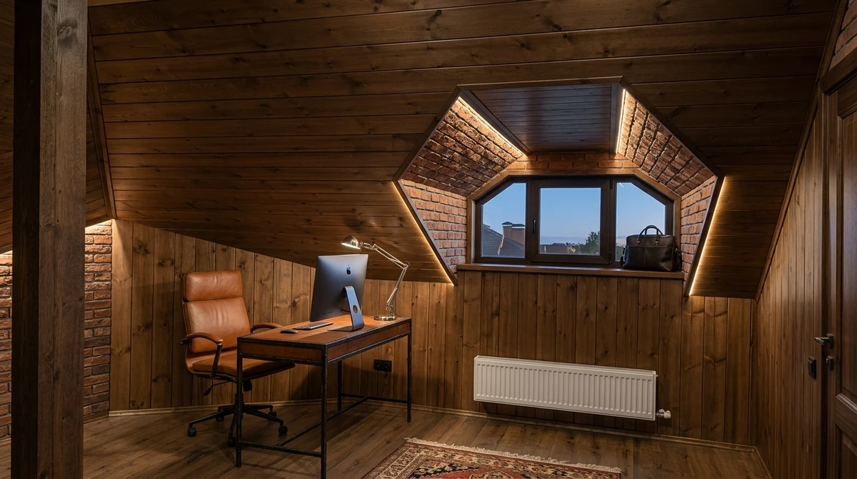 Дизайн кабинета в стиле Лофт — фото интерьера от нейросети RoomGPT