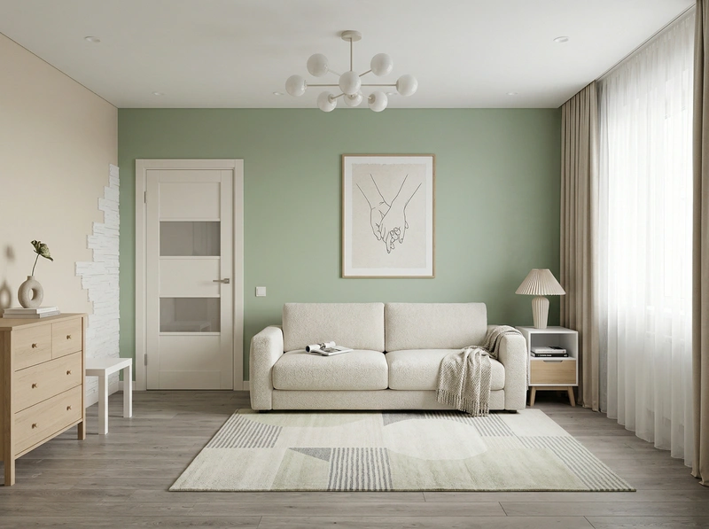 Дизайн гостиной в стиле Сканди — фото интерьера от нейросети RoomGPT