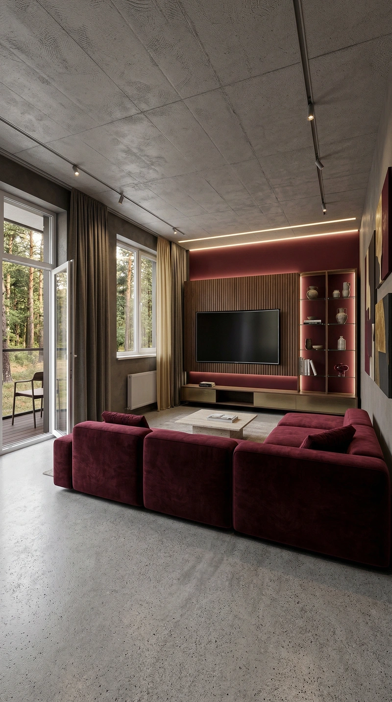 Дизайн интерьера в стиле Контемпорари — Гостиная от нейросети RoomGPT