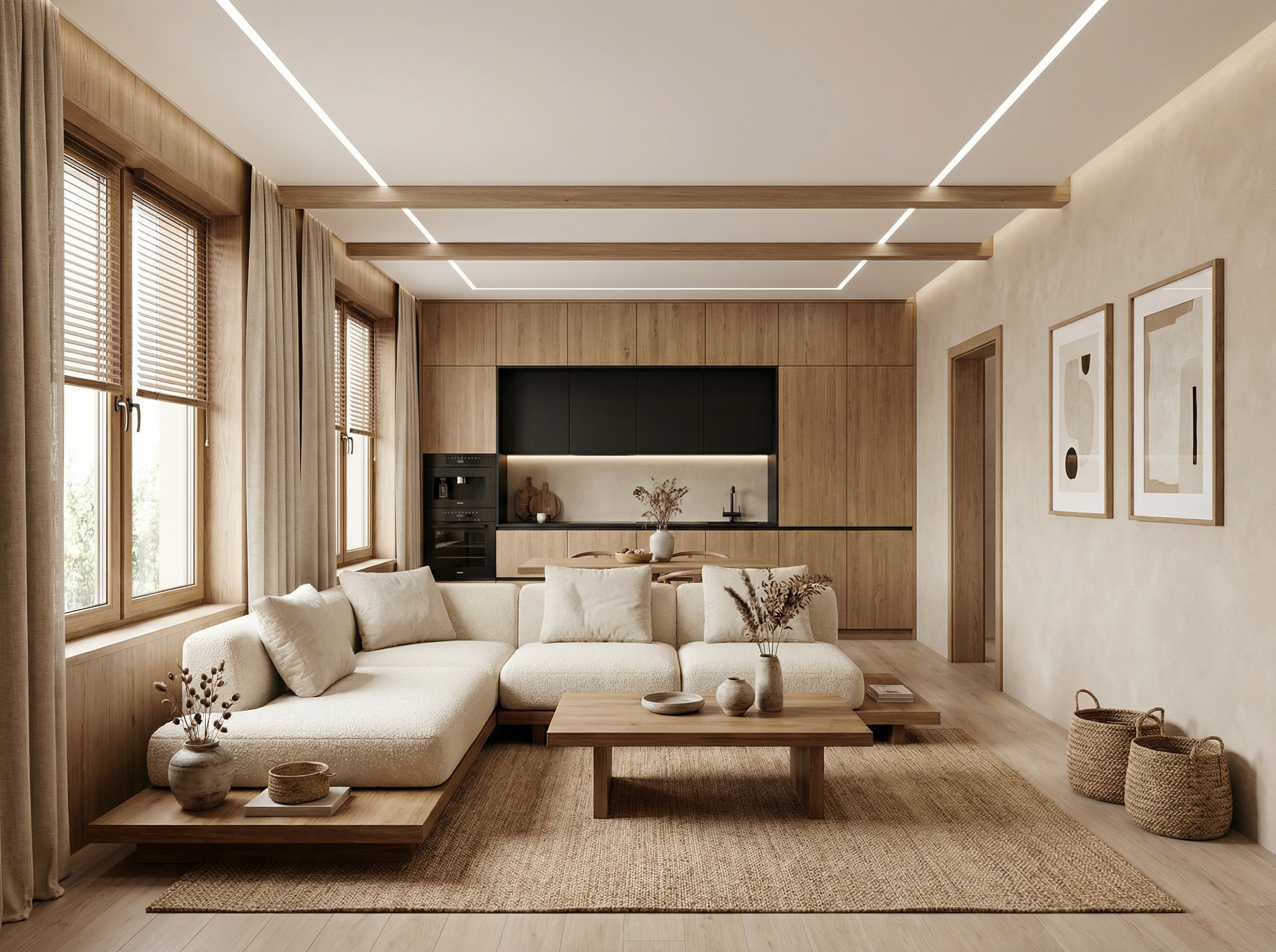 Дизайн кухни в стиле Japandi — фото интерьера от нейросети RoomGPT