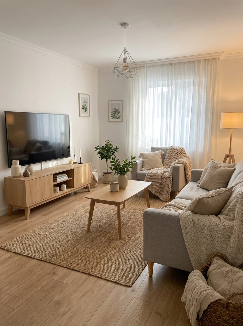 Дизайн интерьера в стиле Хюгге — Гостиная от нейросети RoomGPT