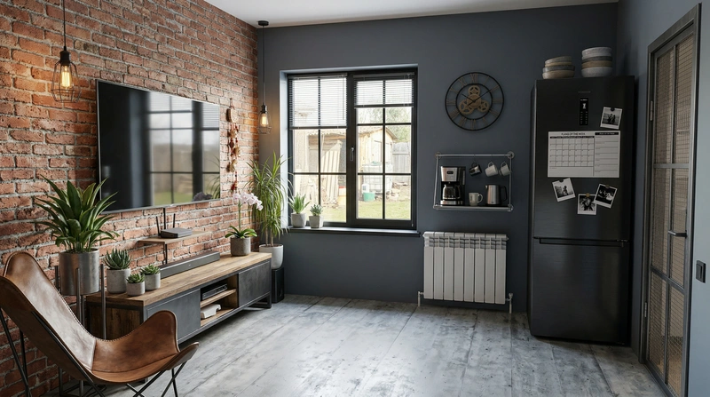 Дизайн гостиной в стиле Лофт — фото интерьера от нейросети RoomGPT