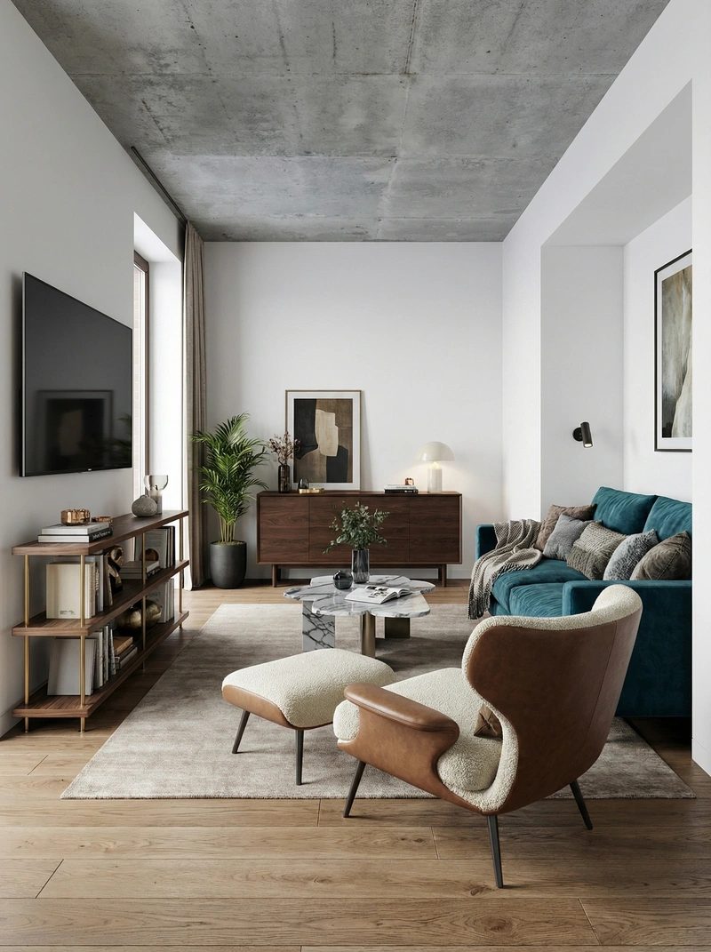 Дизайн гостиной в стиле Эклектика — фото интерьера от нейросети RoomGPT