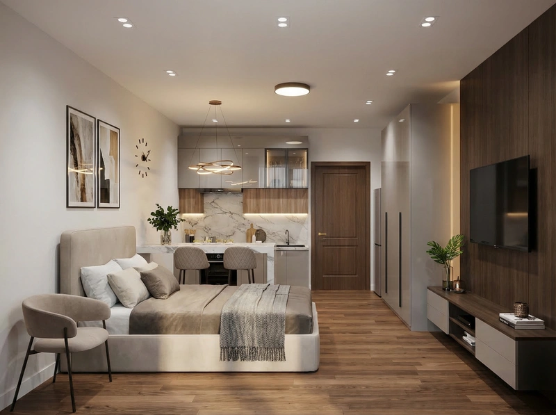 Дизайн гостиной в стиле Контемпорари — фото интерьера от нейросети RoomGPT