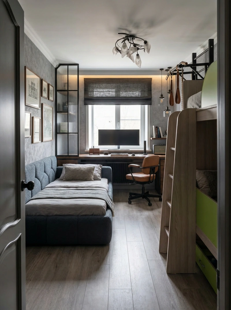 Дизайн детской в стиле Лофт — фото интерьера от нейросети RoomGPT