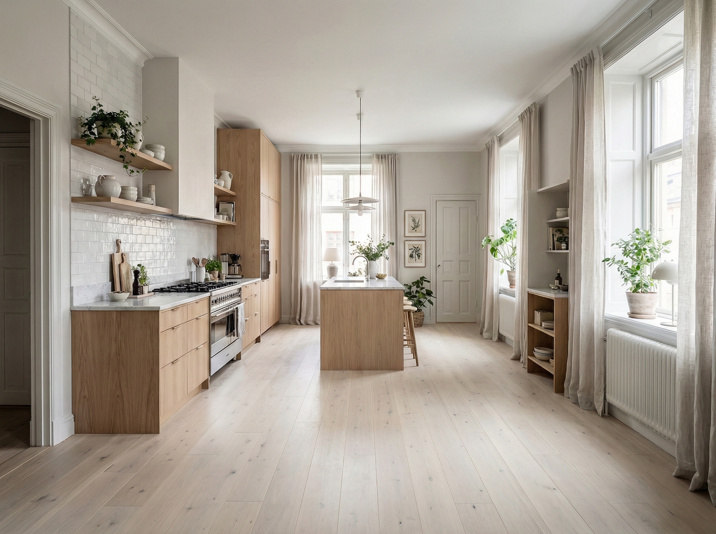 Дизайн кухни в стиле Сканди — фото интерьера от нейросети RoomGPT