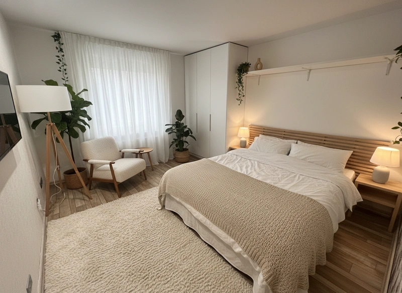 Дизайн интерьера в стиле Хюгге — Спальня от нейросети RoomGPT