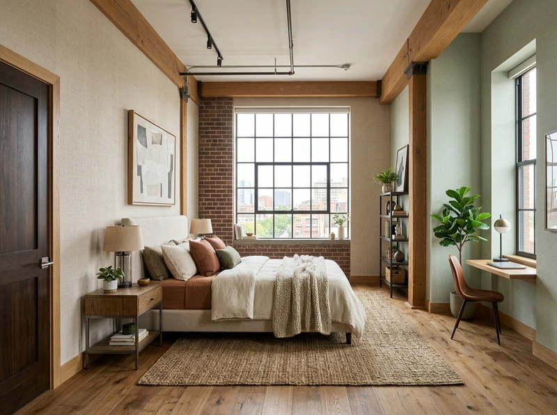 Дизайн спальни в стиле Лофт — фото интерьера от нейросети RoomGPT