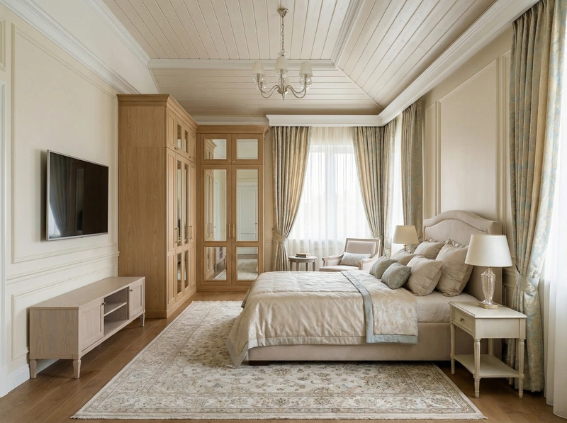 Дизайн спальни в стиле Классика — фото интерьера от нейросети RoomGPT