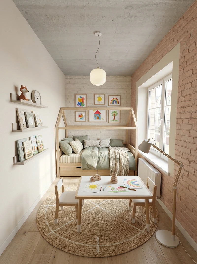 Дизайн интерьера в стиле Сканди — Детская от нейросети RoomGPT