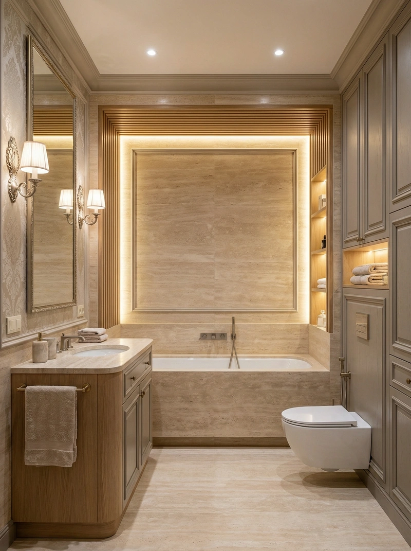 Дизайн интерьера в стиле Неоклассика — Ванная от нейросети RoomGPT