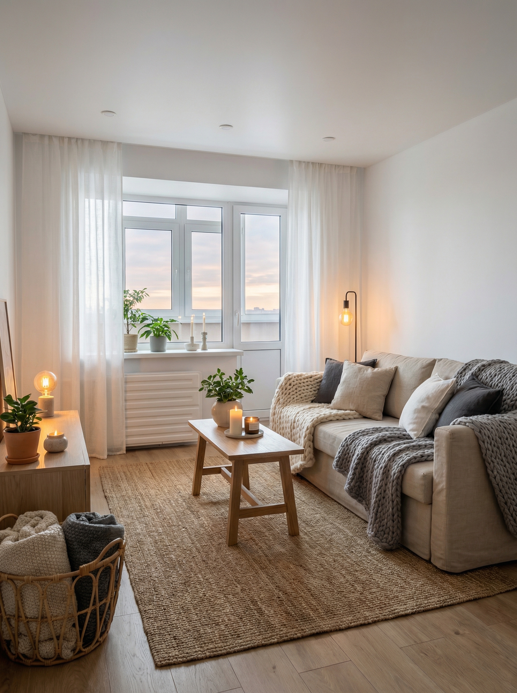 Дизайн гостиной в стиле Хюгге — фото интерьера от нейросети RoomGPT