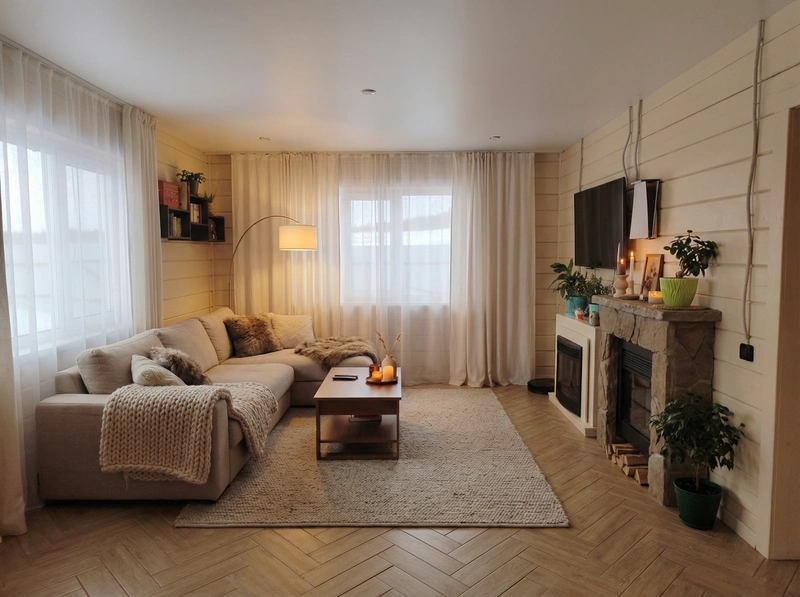 Дизайн интерьера в стиле Хюгге — Гостиная от нейросети RoomGPT