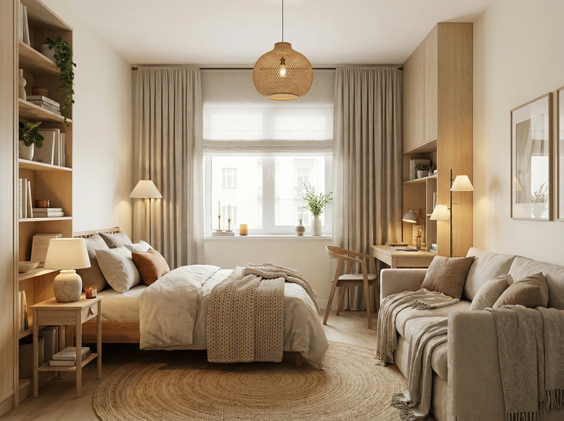 Дизайн интерьера в стиле Хюгге — Спальня от нейросети RoomGPT