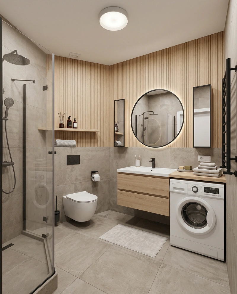 Дизайн интерьера в стиле Сканди — Ванная от нейросети RoomGPT