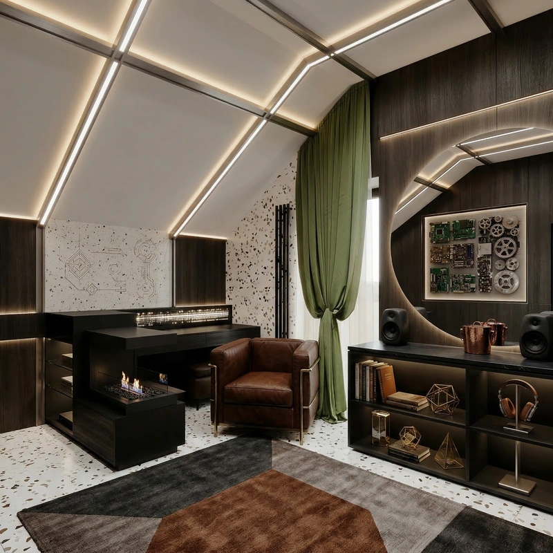 Дизайн интерьера в стиле Блэктэк — Гостиная от нейросети RoomGPT