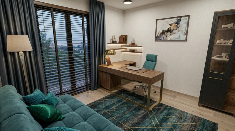 Дизайн интерьера в стиле Контемпорари — Кабинет от нейросети RoomGPT