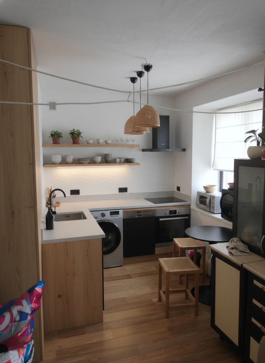 Дизайн кухни в стиле Japandi — фото интерьера от нейросети RoomGPT