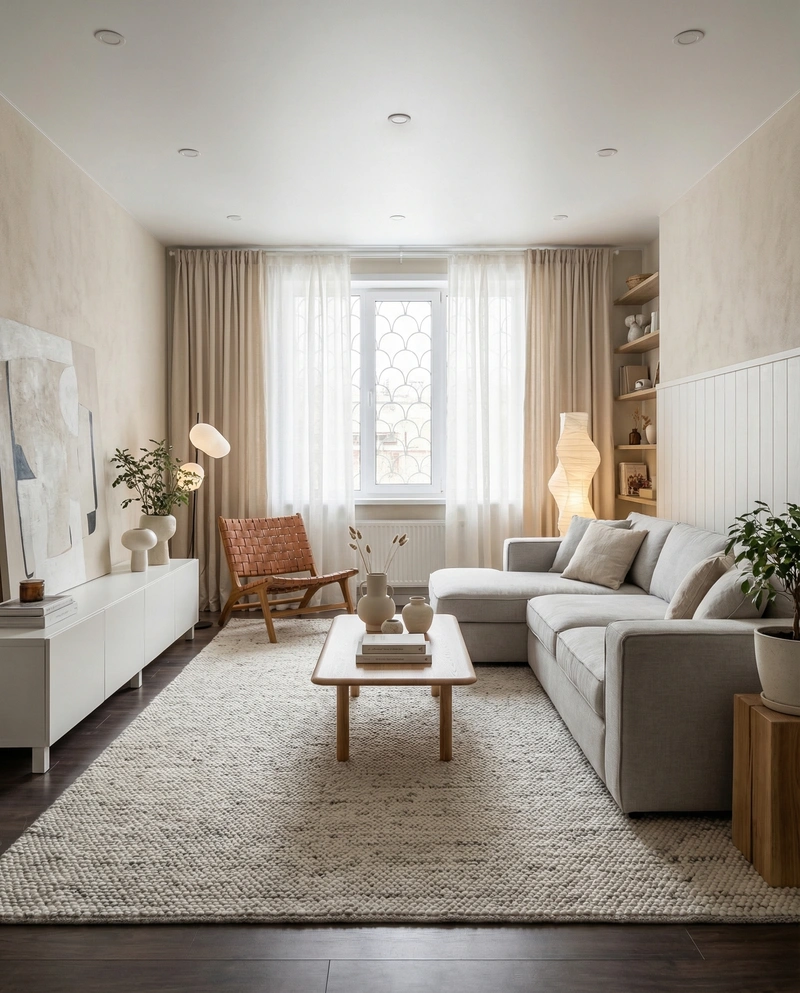 Дизайн интерьера в стиле Сканди — Гостиная от нейросети RoomGPT
