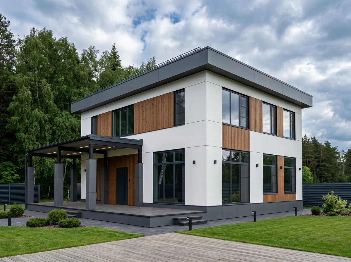 Дизайн фасада в стиле Хай-тек — Фасад от нейросети RoomGPT