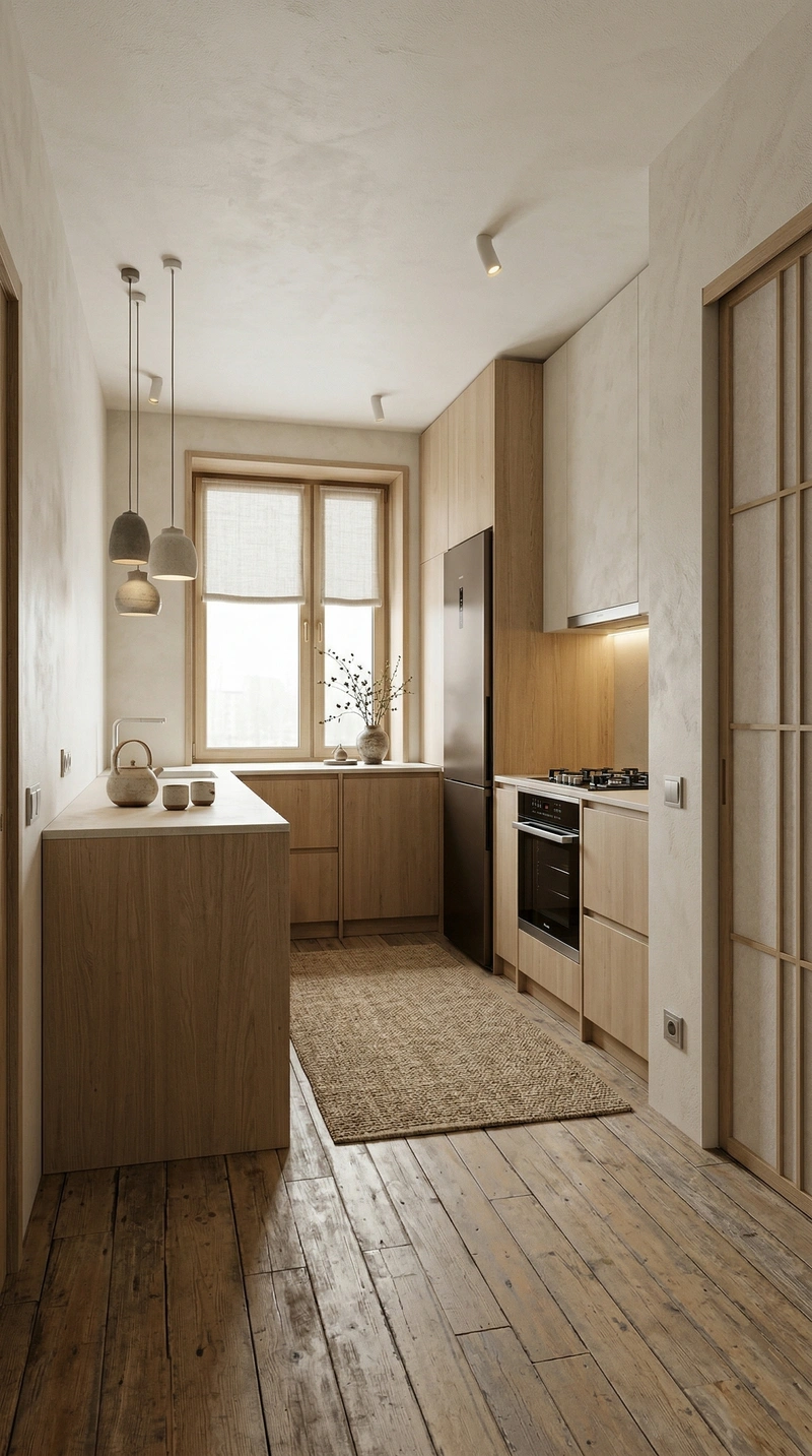 Дизайн кухни в стиле Japandi — фото интерьера от нейросети RoomGPT