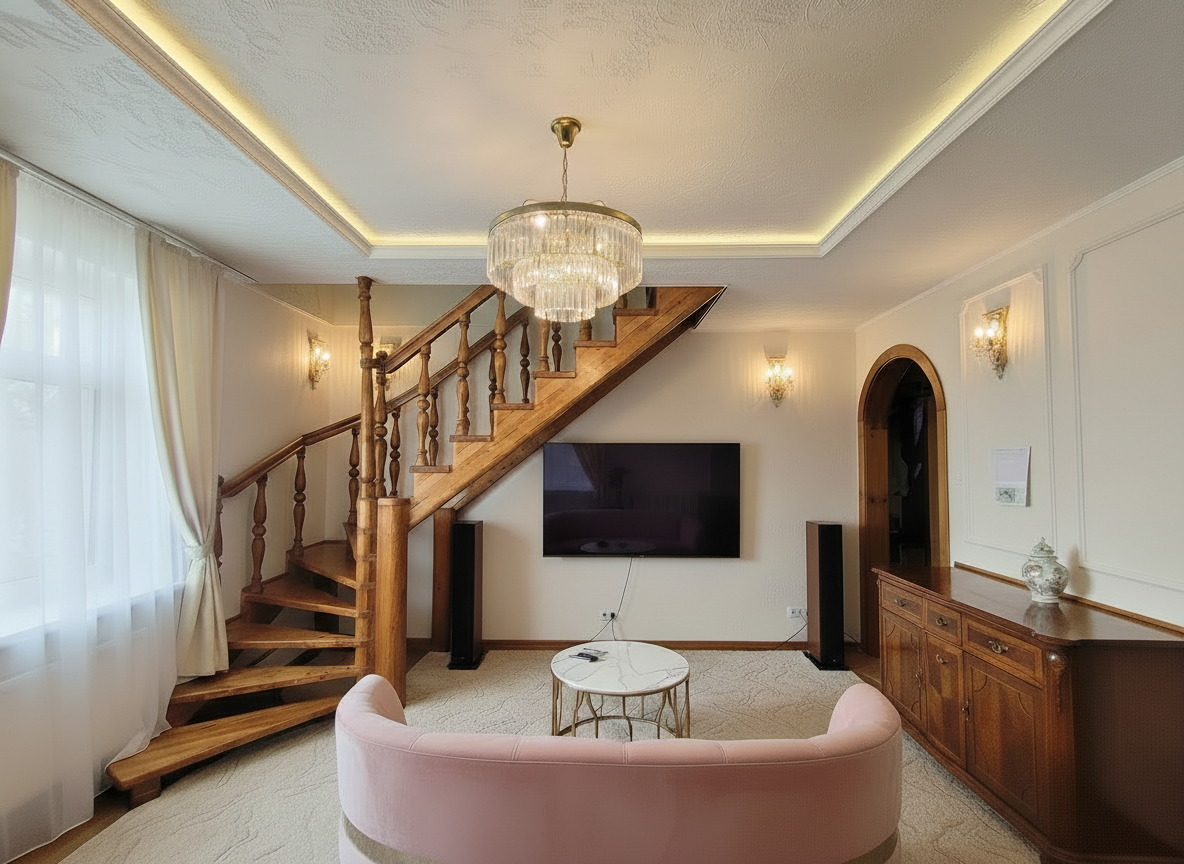 Дизайн гостиной в стиле Неоклассика — фото интерьера от нейросети RoomGPT