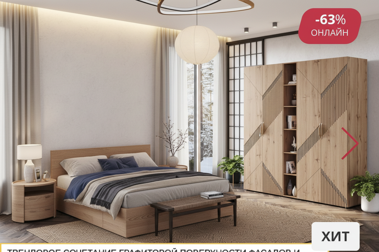 Дизайн спальни в стиле Japandi — фото интерьера от нейросети RoomGPT