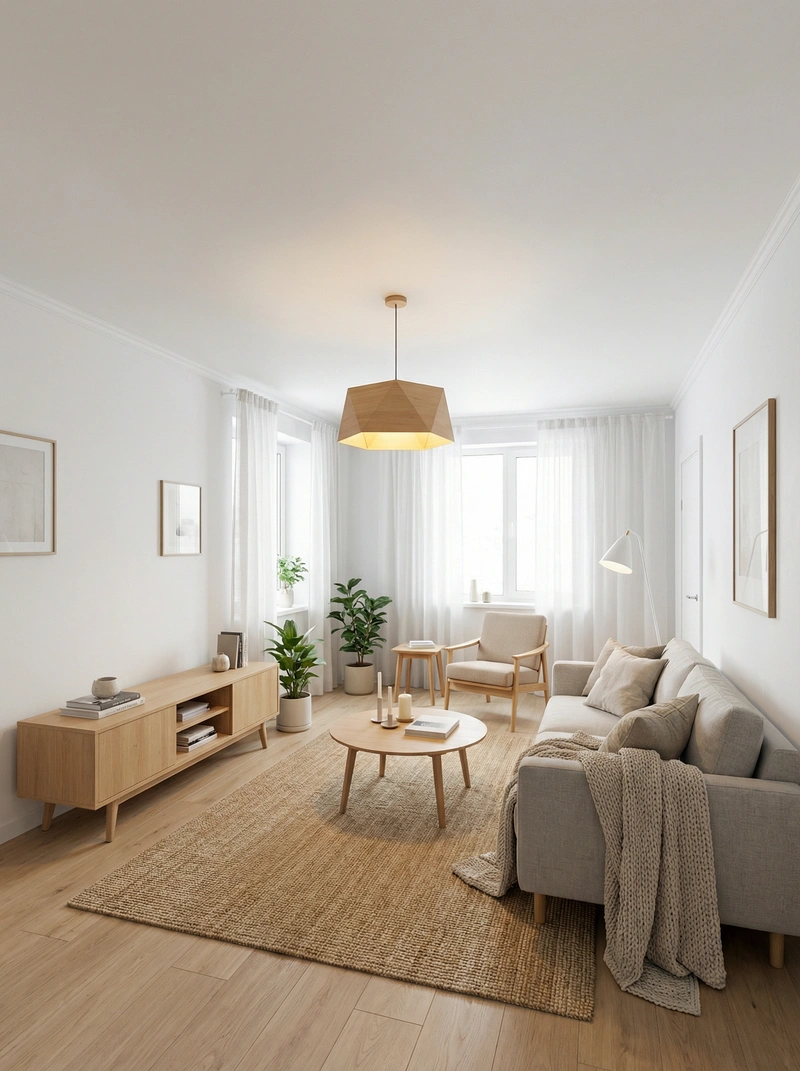 Дизайн интерьера в стиле Хюгге — Гостиная от нейросети RoomGPT