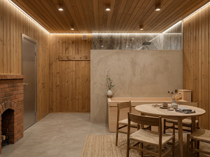 Дизайн ванной в стиле Japandi — фото интерьера от нейросети RoomGPT