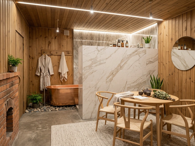 Дизайн интерьера в стиле Сканди — Ванная от нейросети RoomGPT