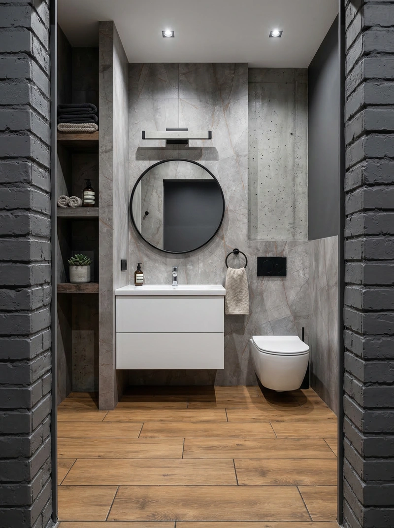 Дизайн ванной в стиле Лофт — фото интерьера от нейросети RoomGPT