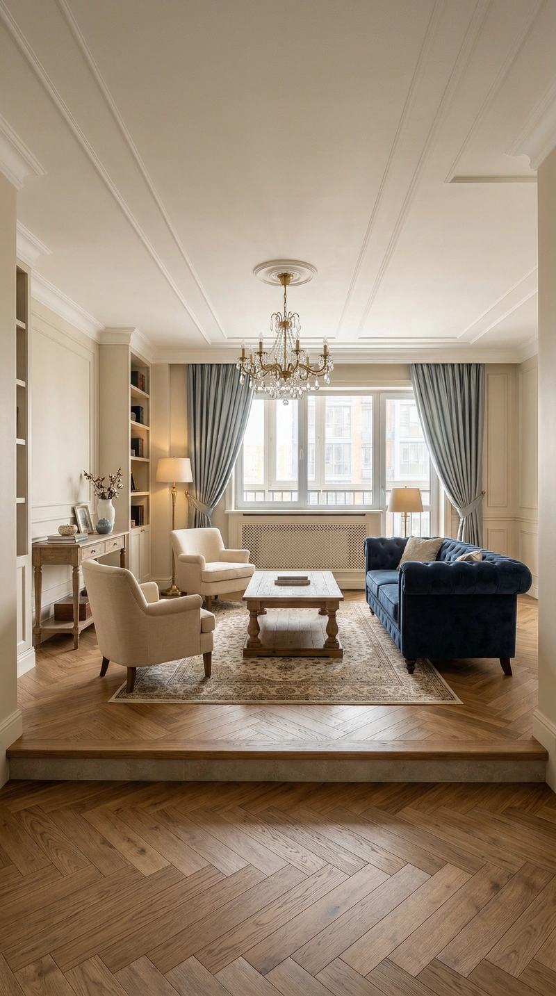 Дизайн интерьера в стиле Классика — Гостиная от нейросети RoomGPT